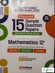 15 Sample Question Papers with Quick Study Notes Mathematics 12th