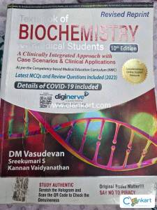 Biochemistry textbook by DM vasudevan 10th edition