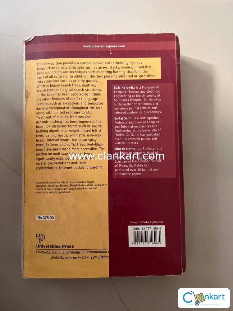 Buy 'Fundamentals Of Data Structures In C 2nd Edition' Book In