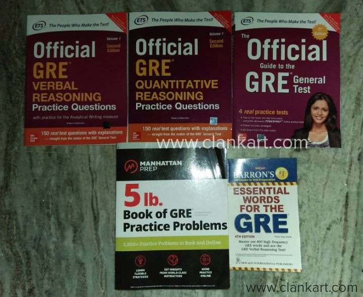 GRE prep booksETS 3 guides Manhattan 5lb Barrons vocab