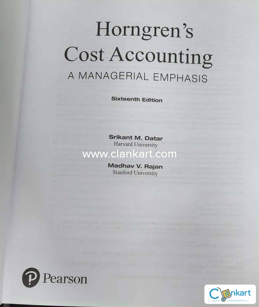 Buy 'Horngren's Cost Accounting (Datar, Rajan) 16 Edition Pearson