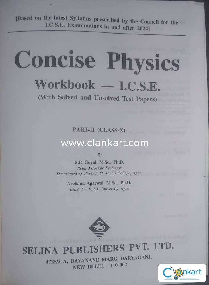 Buy 'ICSE Selina Concise Physics Workbook Class 10th' Book In Excellent ...