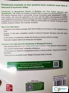 Introduction to Management Science; A Modeling and Case Studies Approa