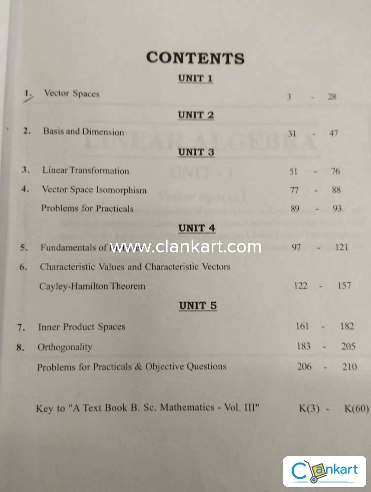 Buy linear algebra book in excellent condition at clankart
