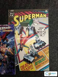 Old retro superhero comic books