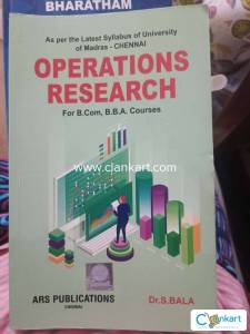 Operations Research Dr. S. Bala