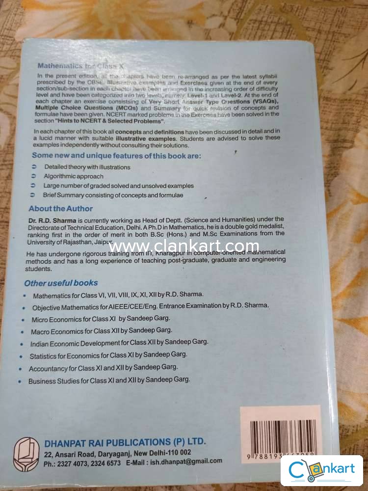 Buy mathematics for class x book in excellent condition at clankart