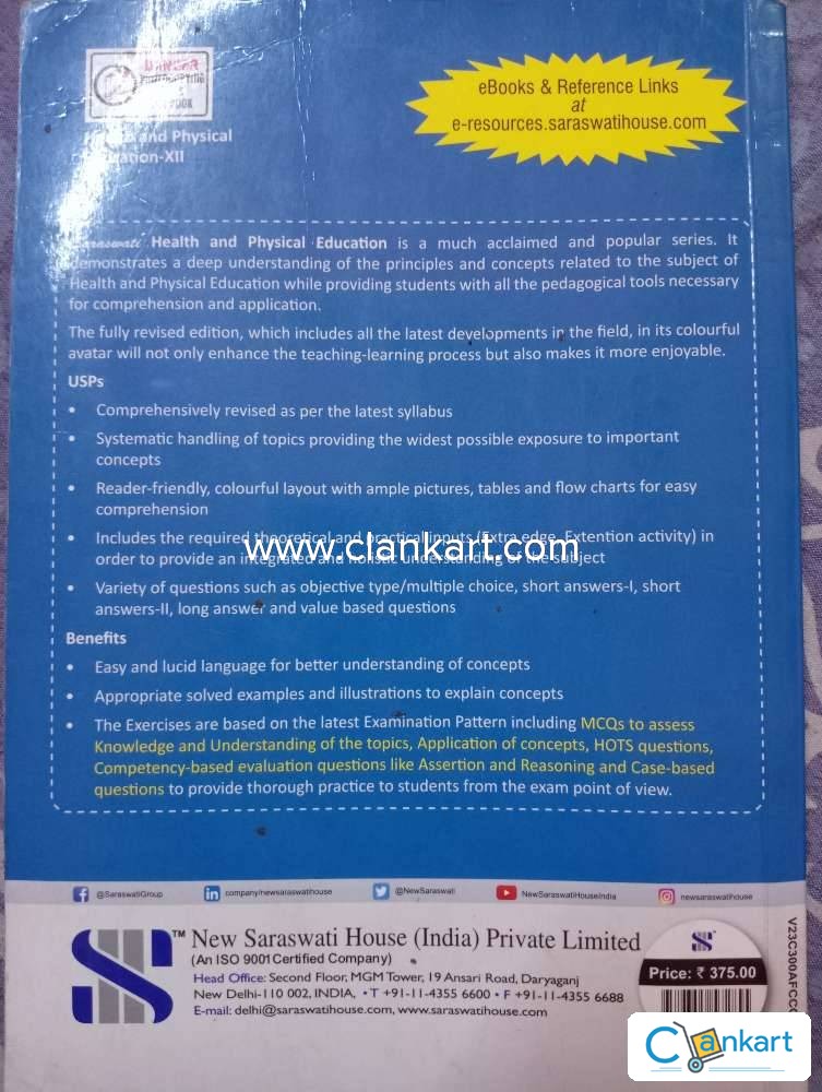 Buy Health And Physical Education For Class 12 2018 19 Session Book