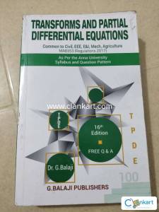 TRANSFORMS AND PARTIAL DIFFERENTIAL EQUATIONS BY Dr. G. BALAJI 16th Ed
